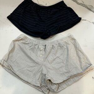 Brandy Melville Navy and Cream Striped Shorts